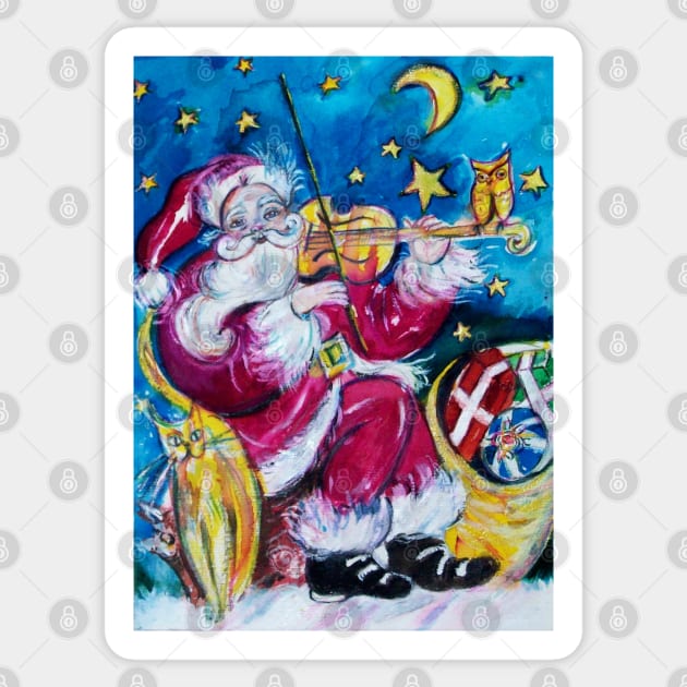 INSPIRED SANTA VIOLIN PLAYER WITH OWL Christmas Night Sticker by BulganLumini